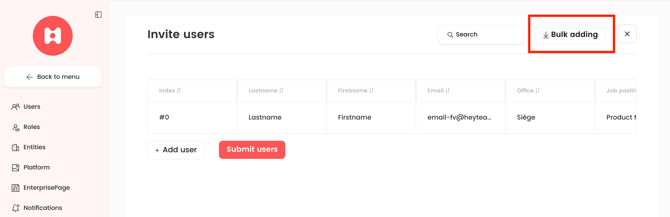 Bulk adding button