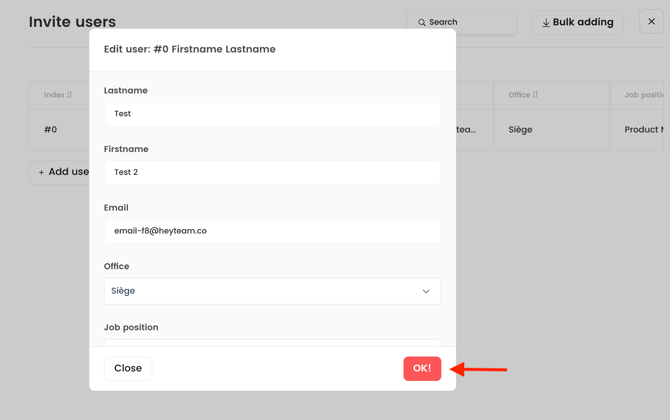Edit User info